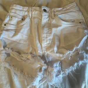 White Zara Jean shorts